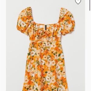 H&M Orange Puff Sleeve Sundress